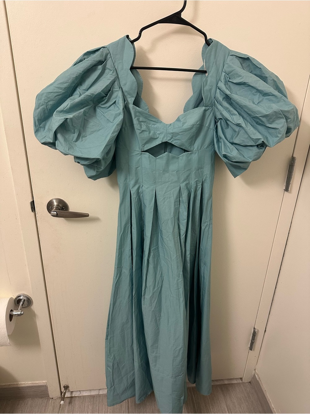 Farm rio Puff-Sleeve Teal Midi Dress